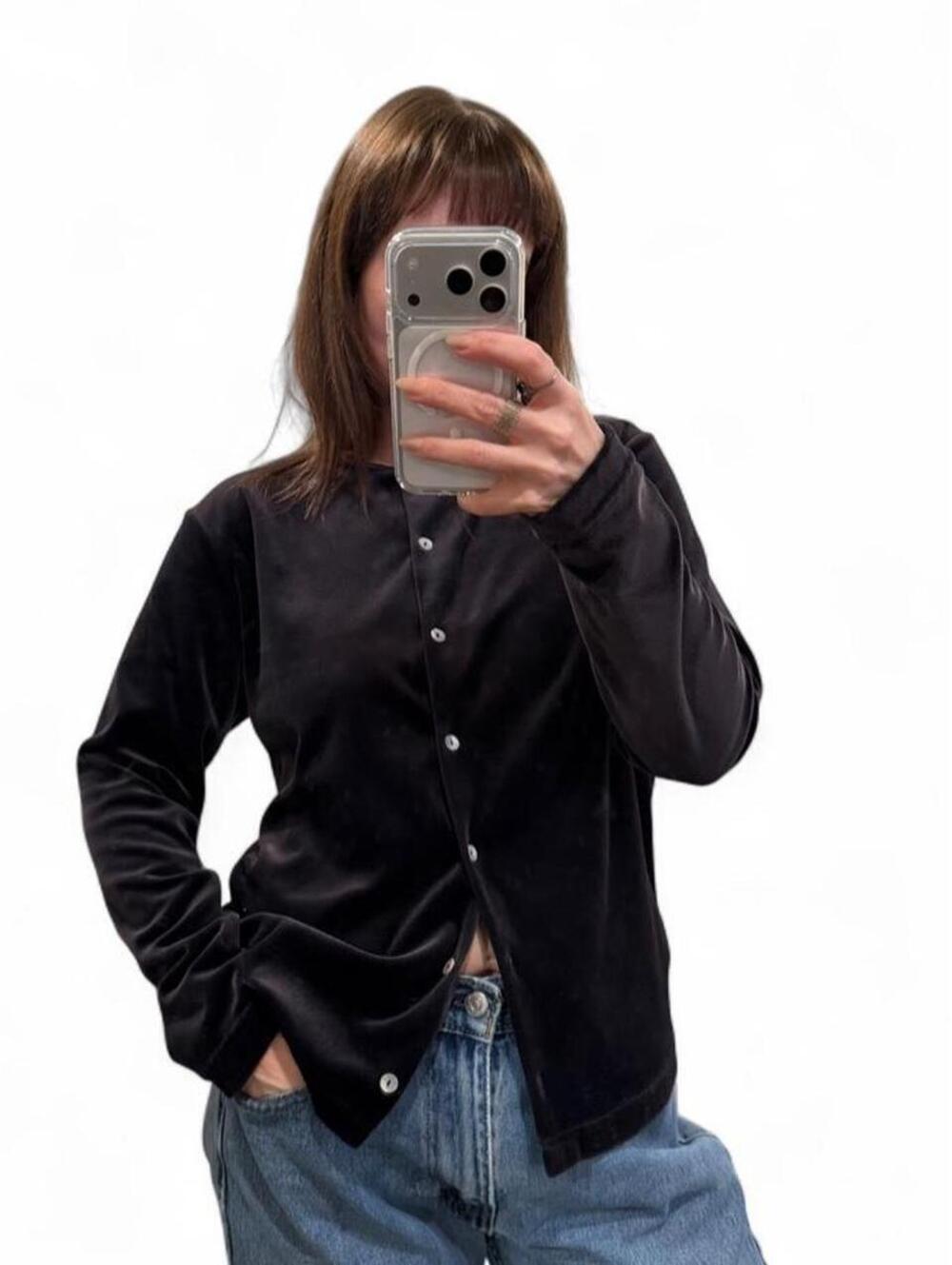 Vintage 90’s Black Velvet Cardigan